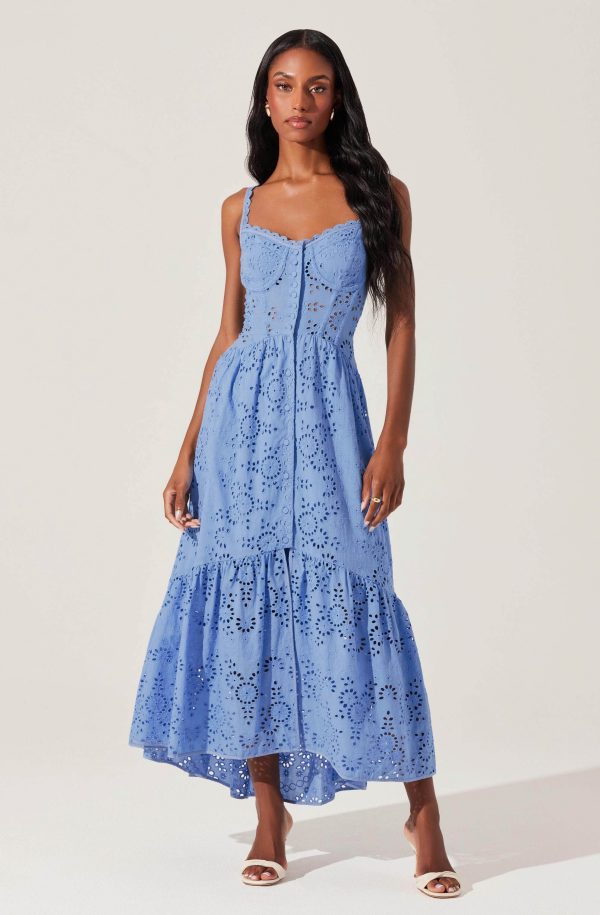 Yamila Eyelet Floral Midi Dress - Image 10