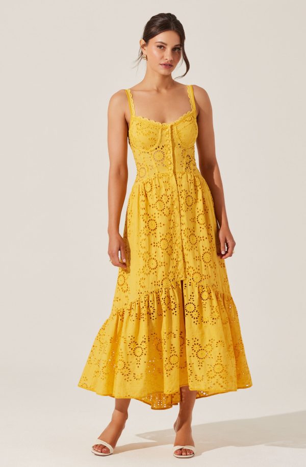 Yamila Eyelet Floral Midi Dress - Image 4