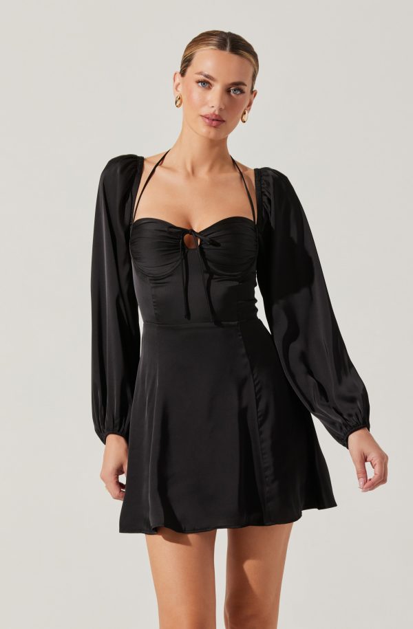 Vivian Satin Halter Mini Dress - Image 3