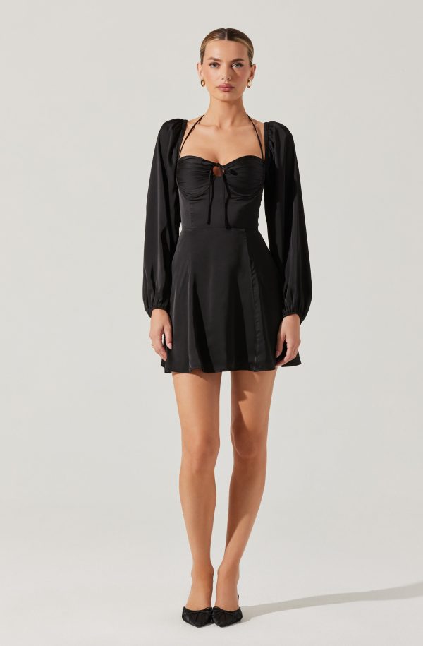 Vivian Satin Halter Mini Dress - Image 5