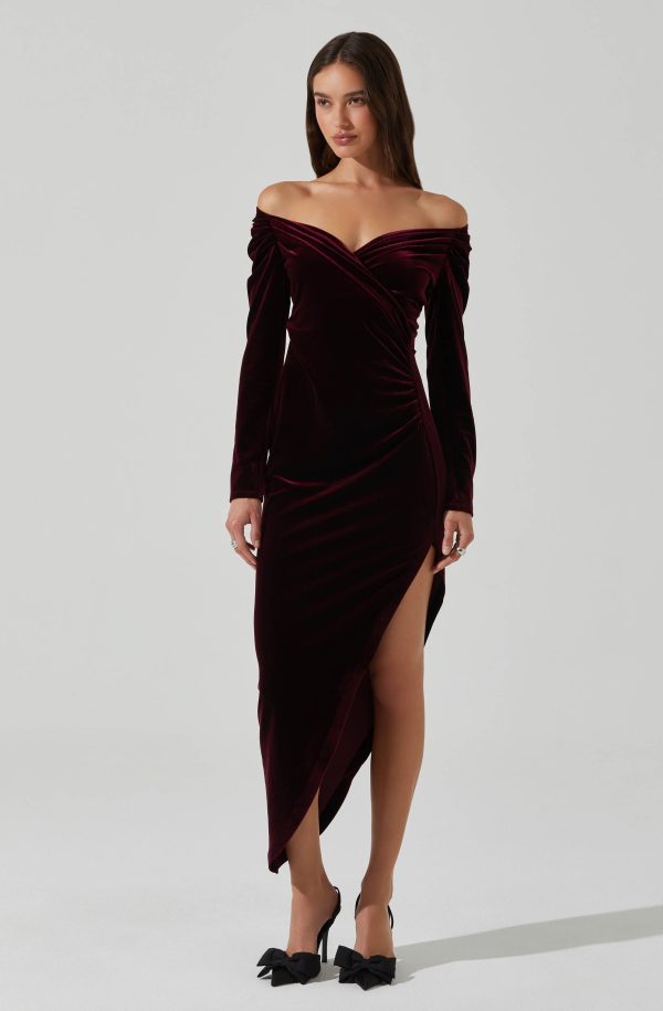 Sirica Velvet Off Shoulder Dress - Image 3