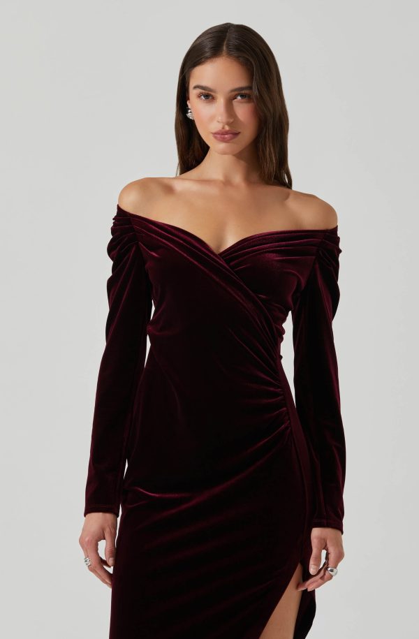 Sirica Velvet Off Shoulder Dress - Image 2