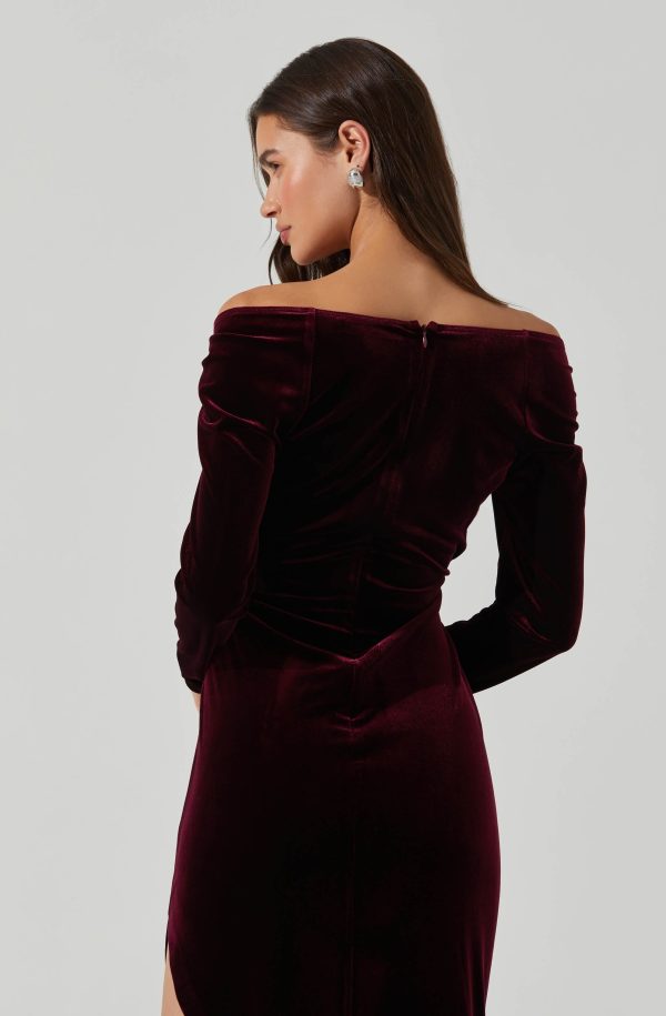 Sirica Velvet Off Shoulder Dress - Image 4