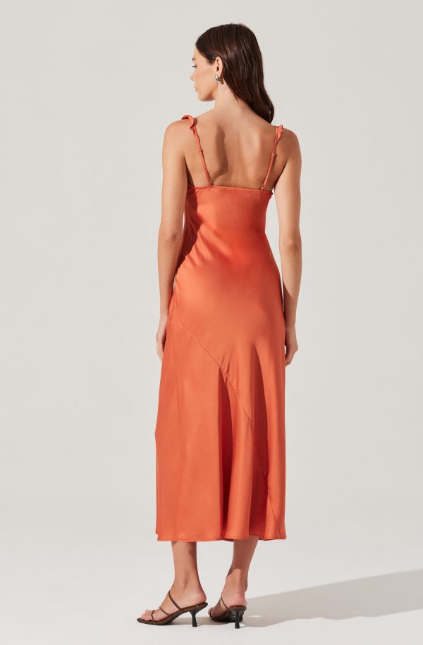 Zoie Satin Ruffle Midi Dress - Image 16