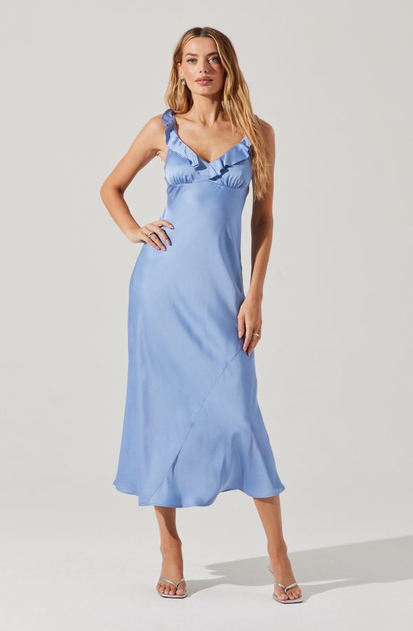 Zoie Satin Ruffle Midi Dress - Image 7