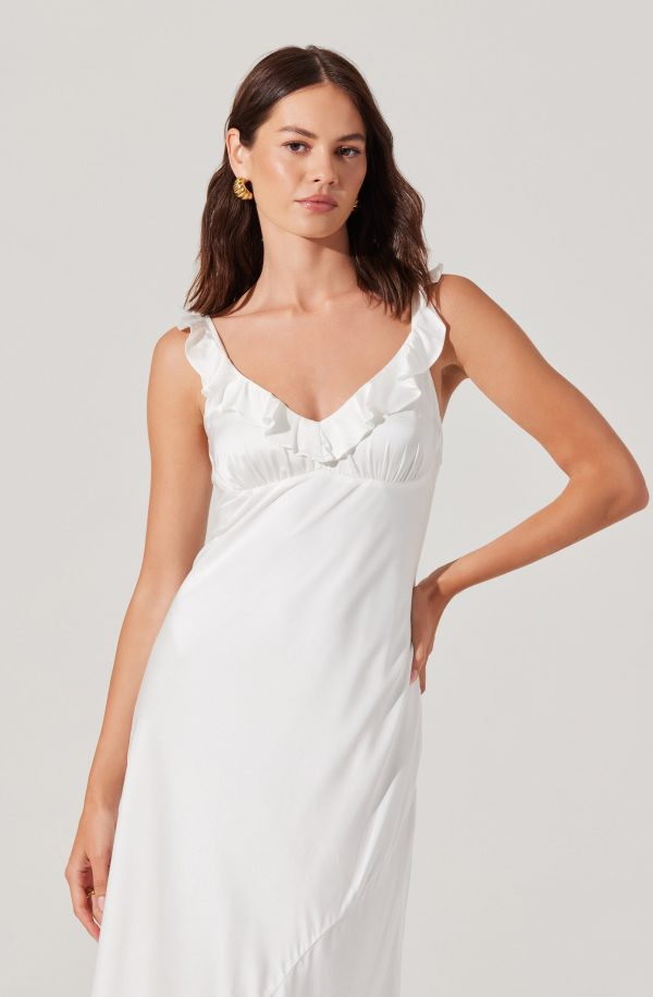 Zoie Satin Ruffle Midi Dress - Image 2