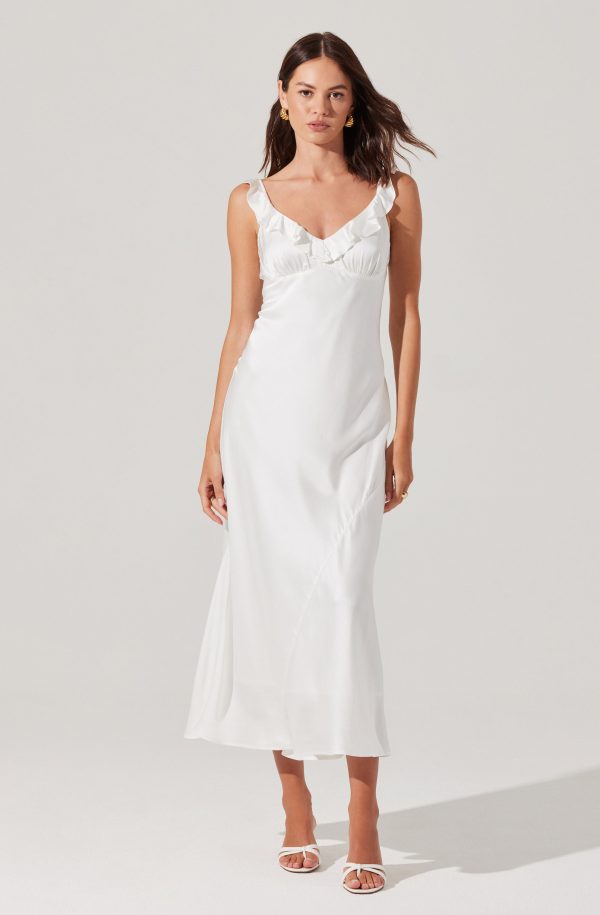 Zoie Satin Ruffle Midi Dress - Image 6