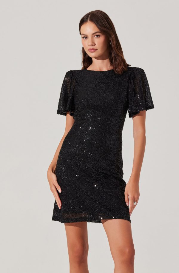 Sequin Flutter Sleeve Mini Dress - Image 5