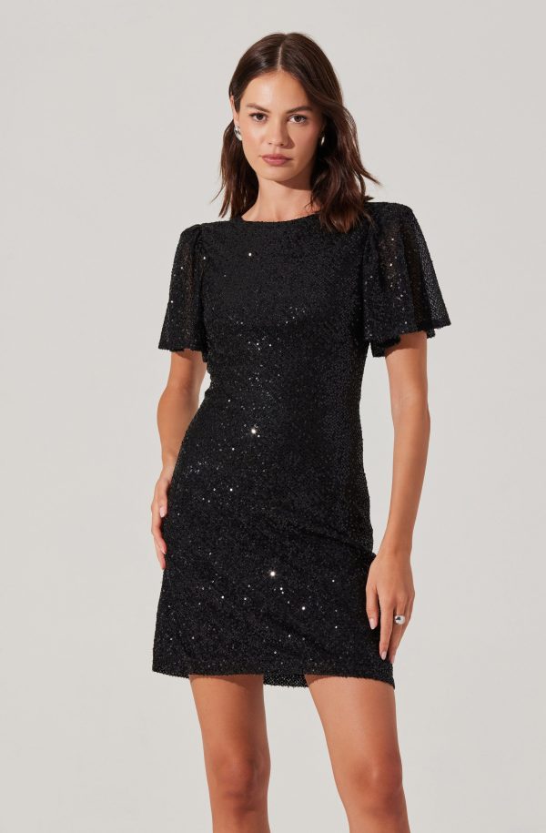 Sequin Flutter Sleeve Mini Dress - Image 2