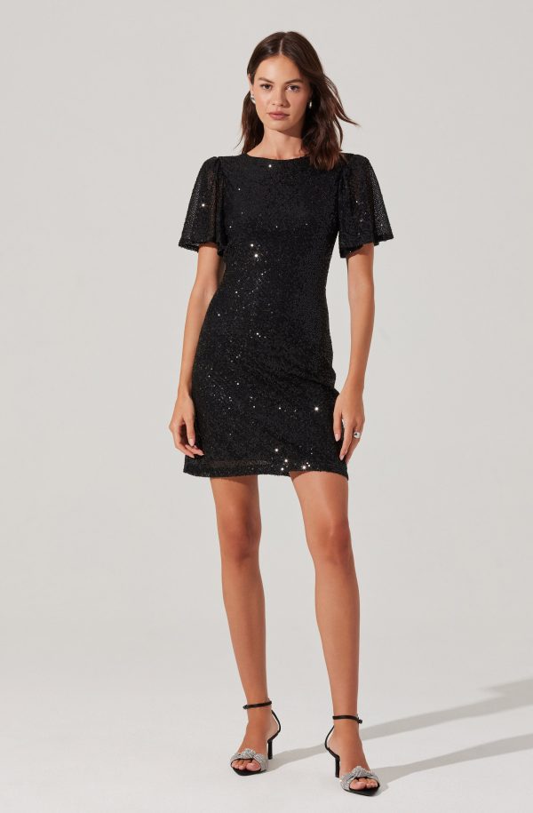 Sequin Flutter Sleeve Mini Dress - Image 3