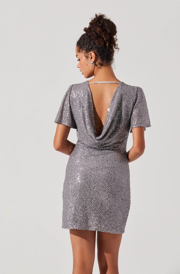 Sequin Flutter Sleeve Mini Dress - Image 12