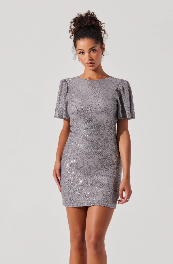 Sequin Flutter Sleeve Mini Dress - Image 11