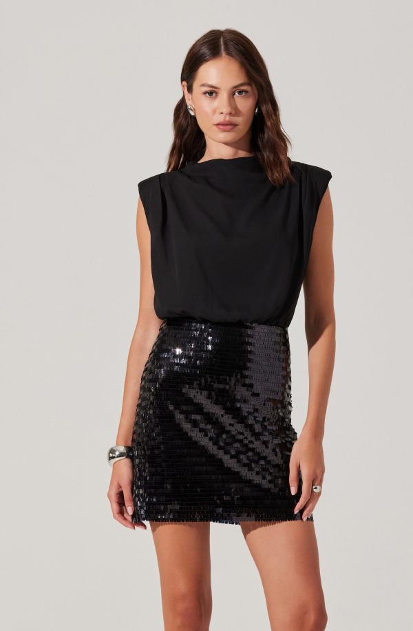 Sequin Mixed Media Mini Dress - Image 14