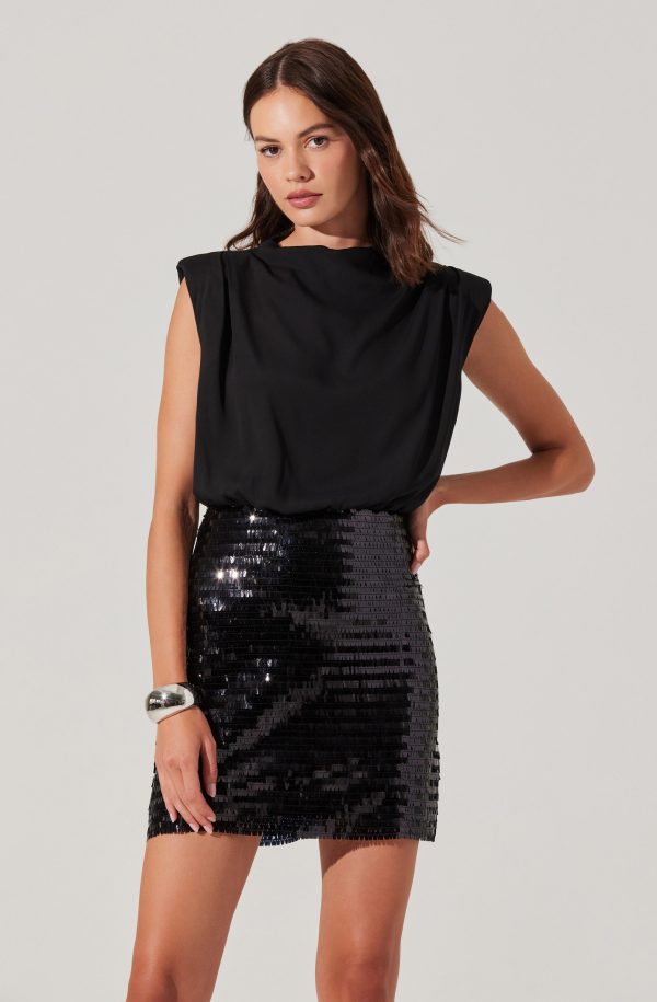 Sequin Mixed Media Mini Dress - Image 18