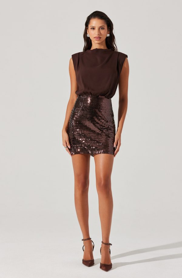 Sequin Mixed Media Mini Dress - Image 4