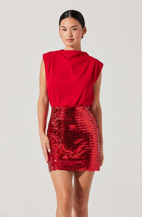 Sequin Mixed Media Mini Dress - Image 12