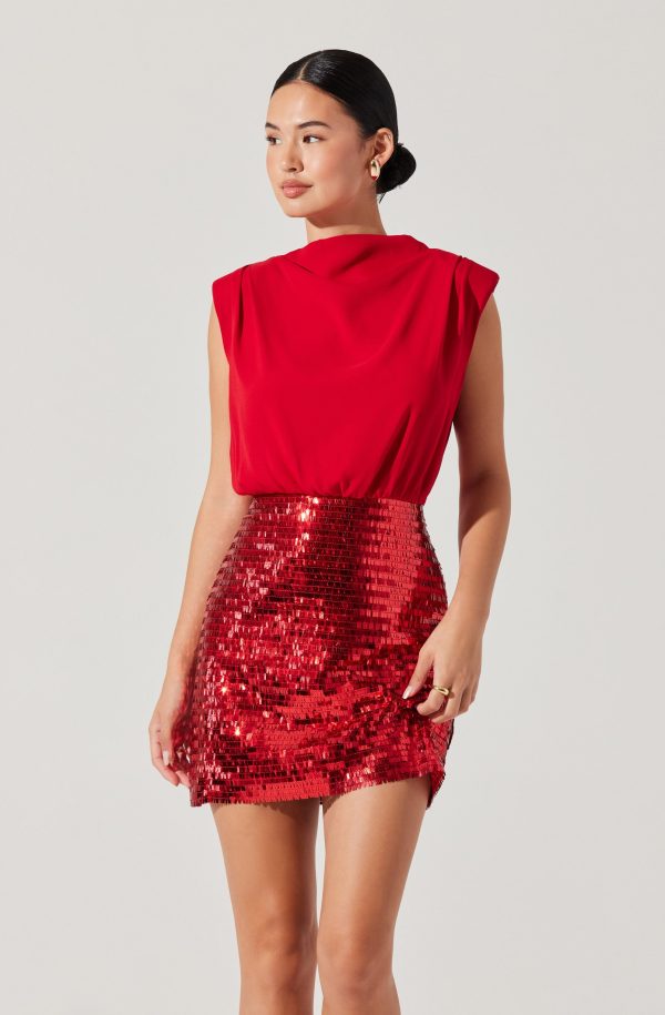 Sequin Mixed Media Mini Dress - Image 8