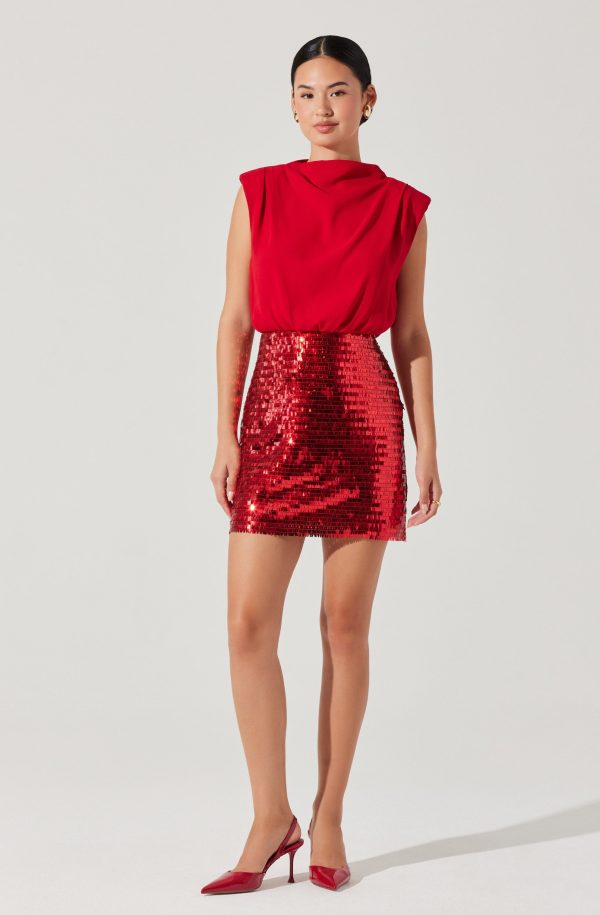 Sequin Mixed Media Mini Dress - Image 9