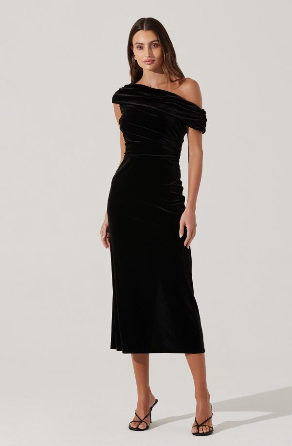 Velvet Off Shoulder Midi Dress - Image 19