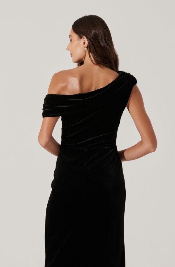 Velvet Off Shoulder Midi Dress - Image 22