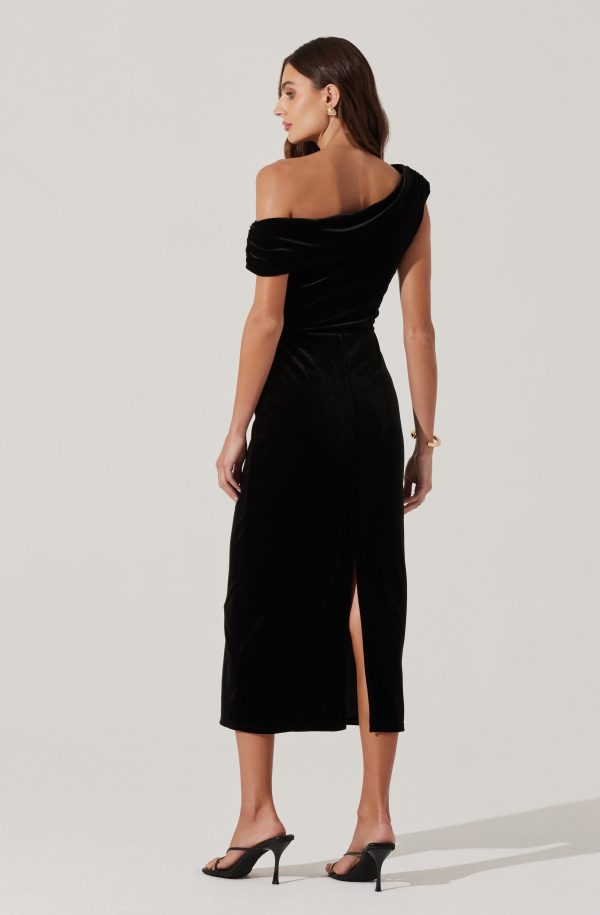 Velvet Off Shoulder Midi Dress - Image 23