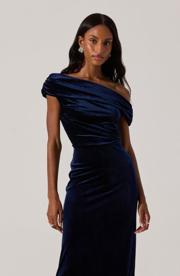 Velvet Off Shoulder Midi Dress - Image 14