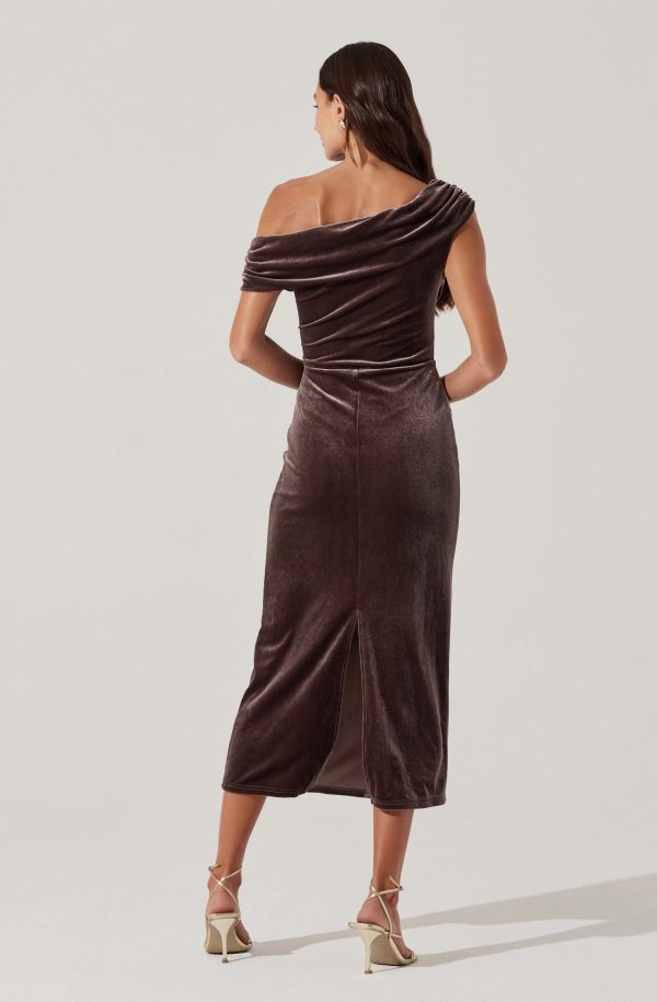 Velvet Off Shoulder Midi Dress - Image 5