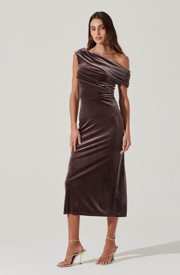 Velvet Off Shoulder Midi Dress - Image 3