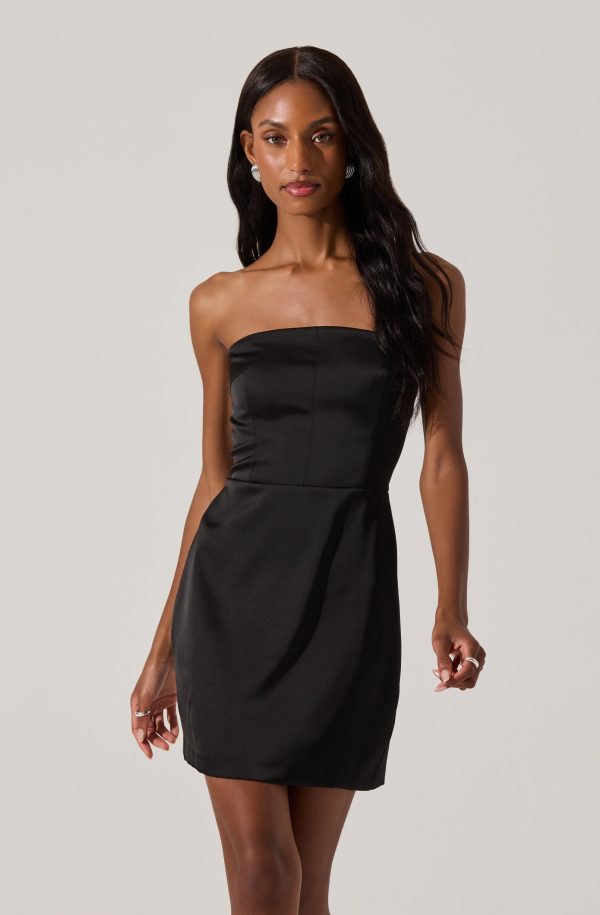 Satin Strapless Mini Dress - Image 3