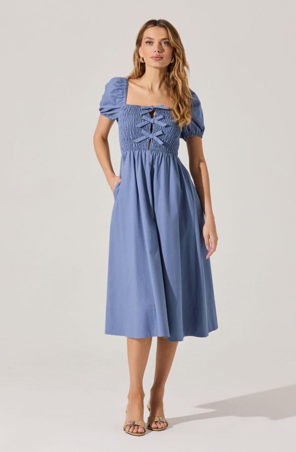 Smocked Bow Midi Dress - Image 21