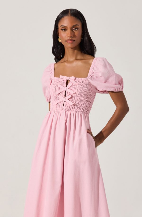 Smocked Bow Midi Dress - Image 9