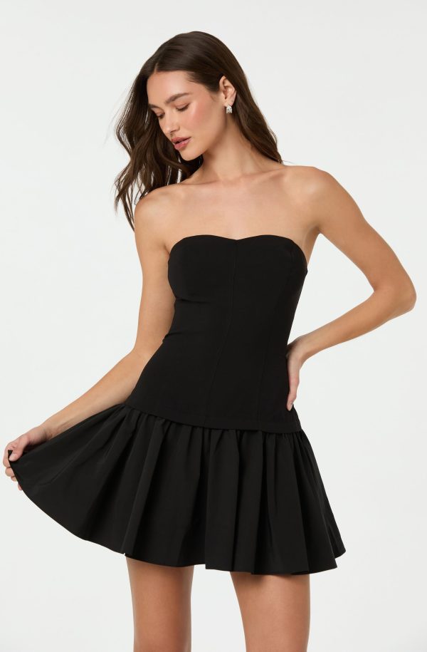 Strapless Drop Waist Mini Dress - Image 2