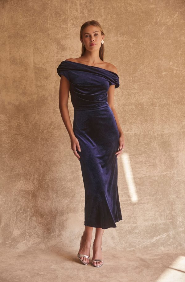 Velvet Off Shoulder Midi Dress - Image 18